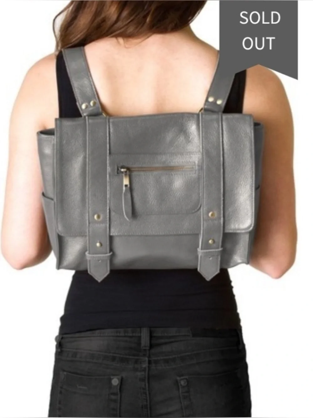 New Vere Verto Repeto Leather Backpack Grey